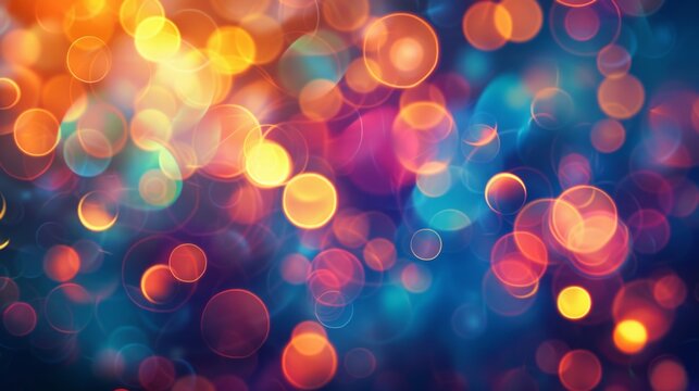 Abstract Colorful Bokeh Background: Festive Lights and Blurred Circles
