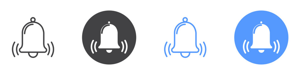 Notification bell icon Flat art in black and white isolated