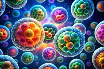 Centromeres Dividing During Cell Division Process in a Multicolored Scientific Illustration of Mitosis