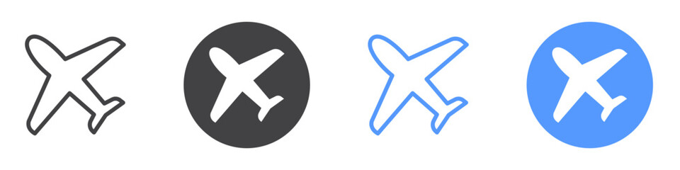 Plane icon Flat art in black and white isolated