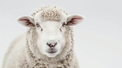 Fototapeta premium A sheep with a white face and brown wool