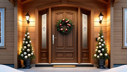 Fototapeta premium wooden door austrian home decorated holidays