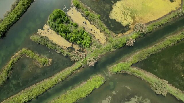 Grado Lagoon seen from above. Between waters, islands and uncontaminated nature