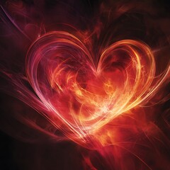 Fototapeta premium A vibrant, abstract heart design radiating warmth and passion through swirling colors.