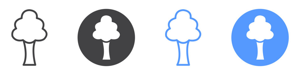 Tree icon Flat art in black and white isolated