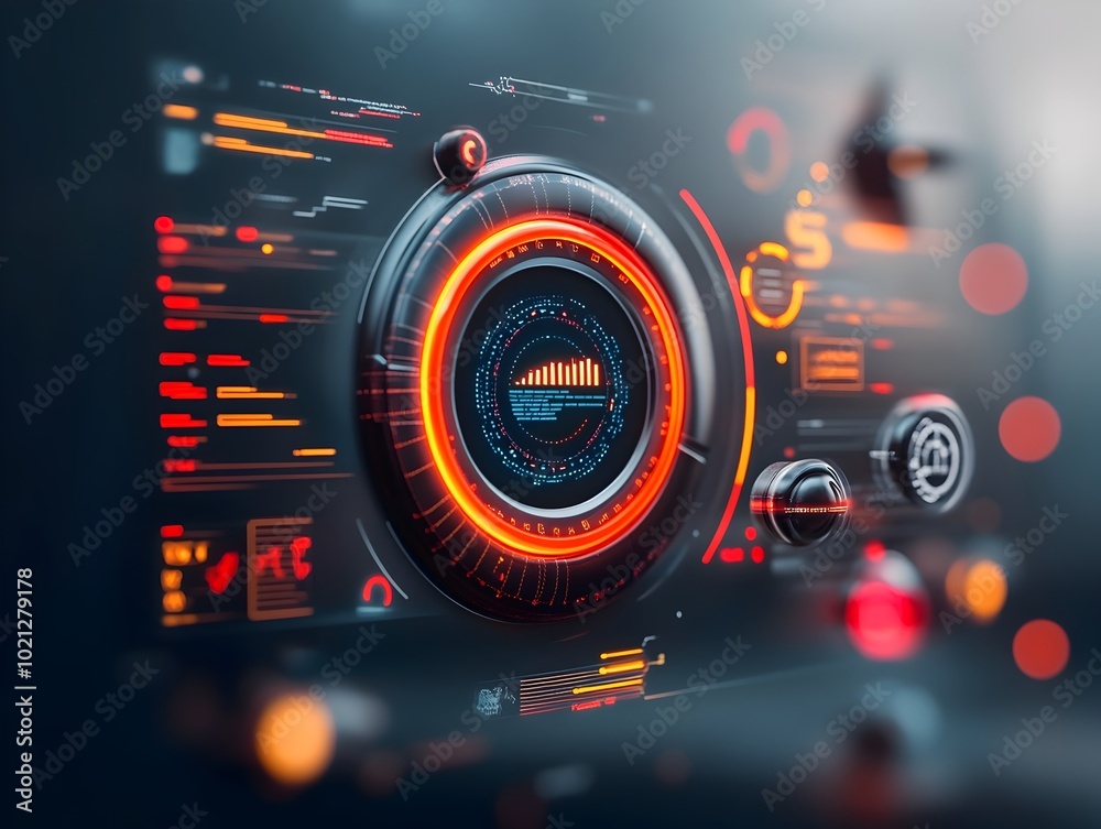 Poster futuristic digital dashboard with interactive hud projection and seamless holographic display techno
