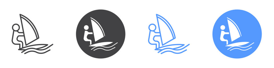 Windsurf icon Flat art in black and white isolated