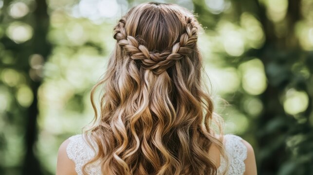 Cascading curls and intricate bohemian braids create a romantic, free-spirited hairstyle that exudes effortless beauty and style.