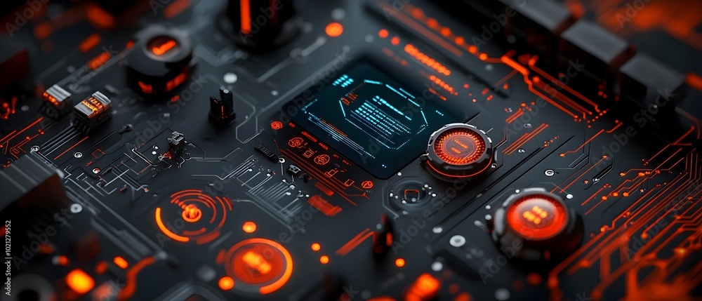 Poster immersive techno futuristic data dashboard with a luminescent touch enabled interface intricate holo