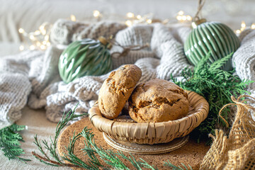 Christmas composition with cookies. Christmas concept.