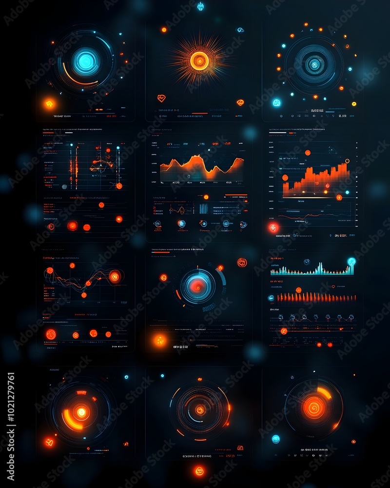 Poster cutting edge digital dashboard for futuristic technology environment generative data visualization w