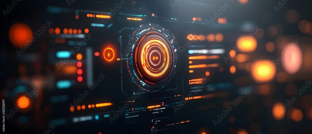 Poster futuristic data analytics interface with sleek ui design and dynamic hud elements in an immersive ga