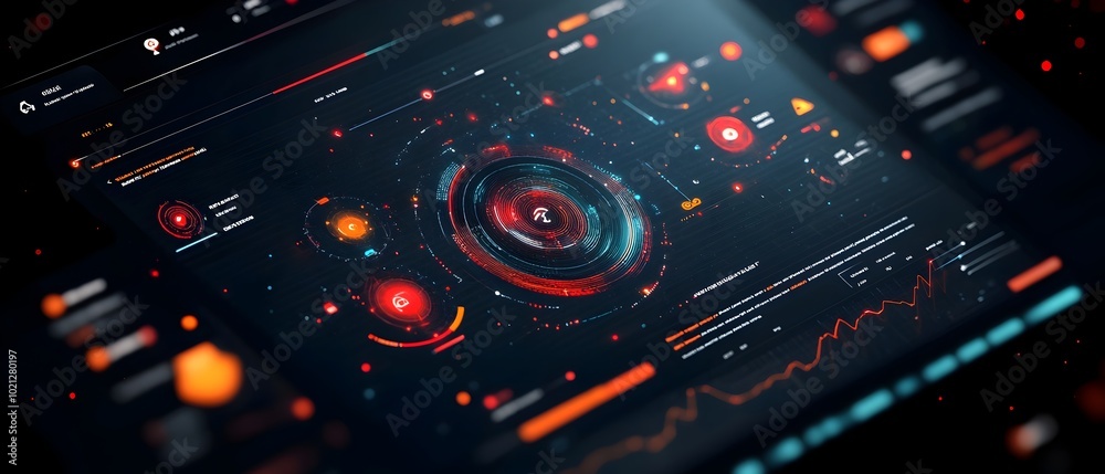Poster futuristic digital data analytics interface design with sleek ui elements dynamic hud graphics and a