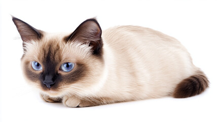 Ragdoll cat with striking blue eyes and soft, gentle demeanor