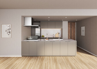 高級マンションのキッチン　コンテンポラリースタイル