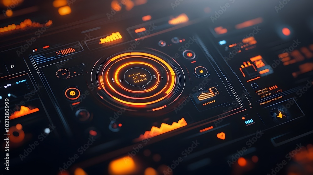 Poster striking digital data display with a sleek futuristic user interface featuring cutting edge hud and 