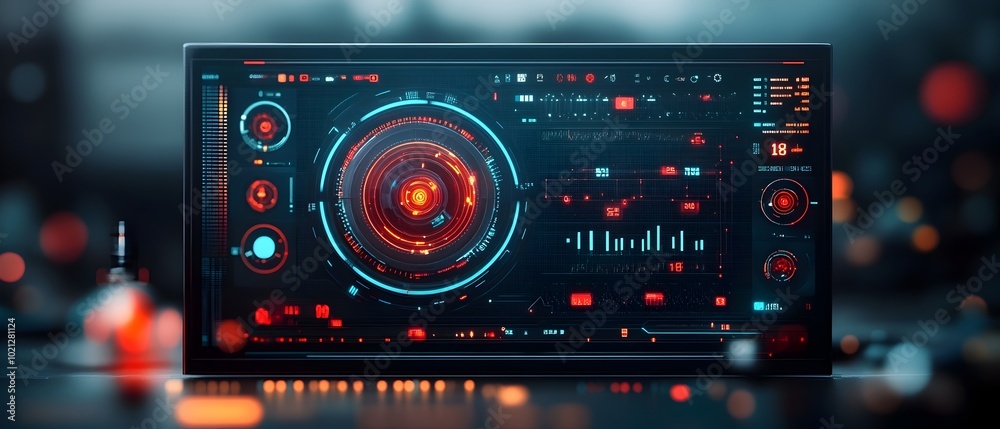 Poster mesmerizing futuristic digital data display with seamless blending of immersive hud overlay and vibr