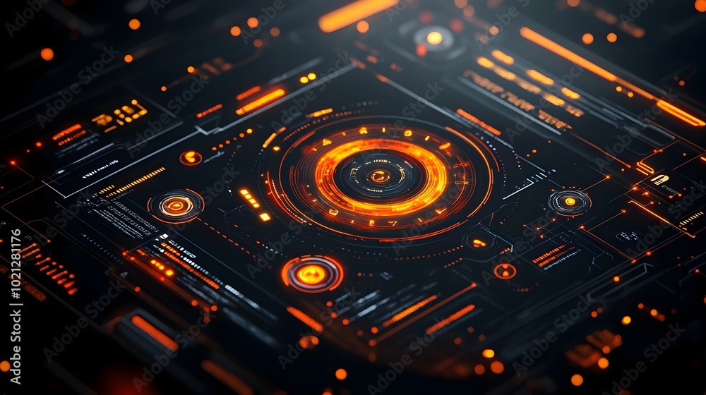 Poster striking digital data display featuring intricate user interface elements tactile futuristic aesthet