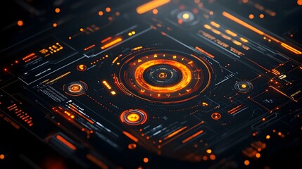 Obraz premium Striking digital data display featuring intricate user interface elements tactile futuristic aesthetic and cutting edge holographic panels set against a dynamic technology background