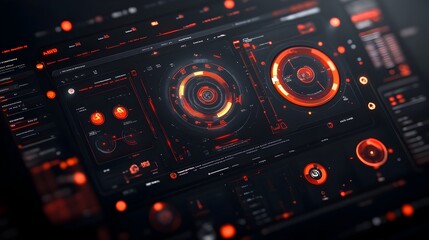 Obraz premium Innovative and advanced digital data graphics with futuristic technology features elegant UI elements and sophisticated HUD and GUI design for immersive data visualization and analytics