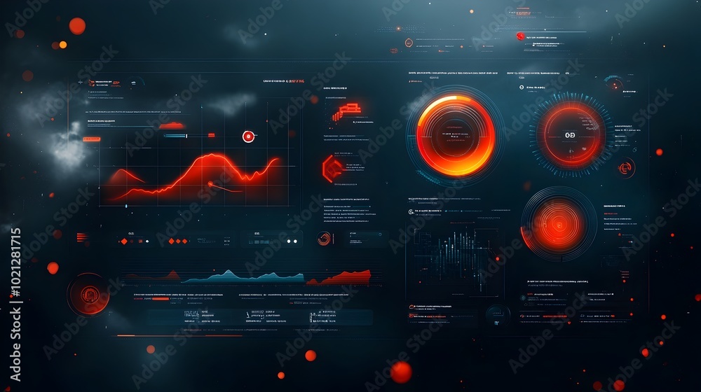 Poster captivating digital data visualization with fluid luminescent infographic elements seamless interact