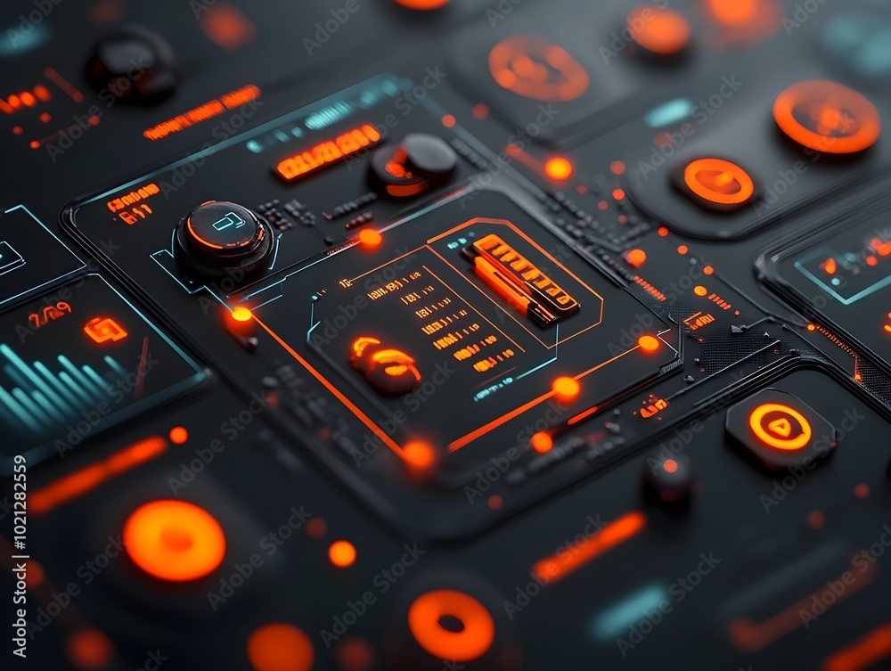 Poster showcasing cutting edge digital hud components and innovative minimalist ui design in a sophisticate
