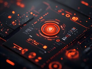 Cutting edge data graphics and abstract digital HUD components showcasing a sophisticated cyberpunk inspired minimalist UI design with innovative technology concepts