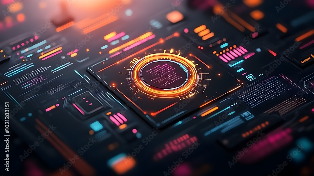 Poster captivating digital data graphics with sleek futuristic technology interface design for cutting edge
