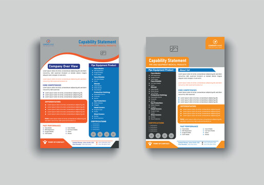 Capability Statement Template, Business Profile, Flyer Business Document Template, Business Template Short Company Profile