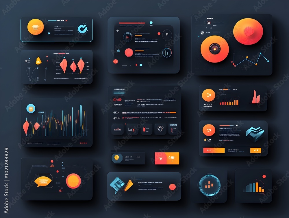 Poster striking data visualization with dynamic digital graphics streamlined user interface design showcasi