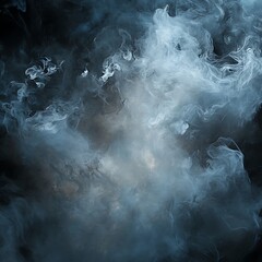 A swirling mist of smoke in shades of blue and gray, creating an ethereal and atmospheric effect.