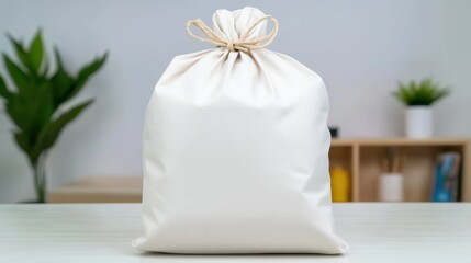 White Drawstring Bag Mockup