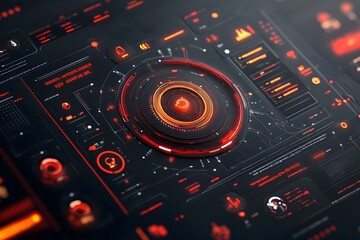 Captivating futuristic data visualization showcasing cutting edge holographic HUD components and seamless game scene interface in an advanced technological environment