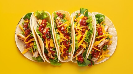 Delicious Chicken Tacos with Salsa and Cheese
