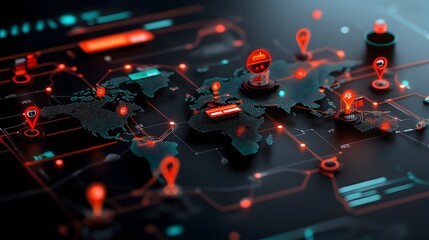 Comprehensive worldwide logistics network map showcasing the intricate system of container ship supply chain coordination