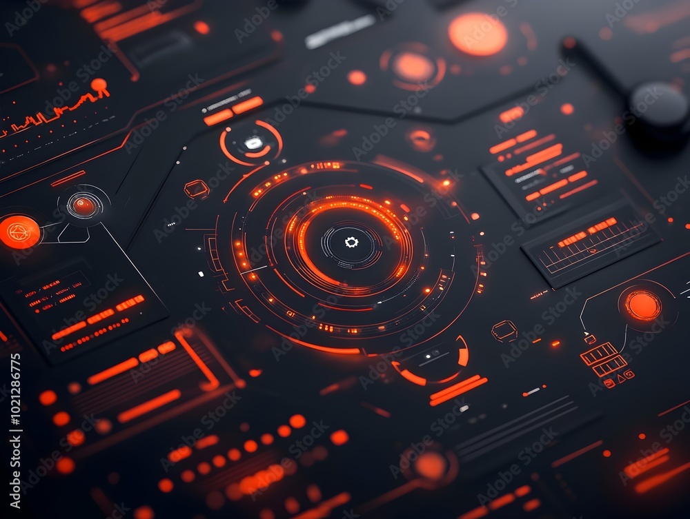 Poster mesmerizing futuristic digital data presentation featuring sleek advanced interface components inter