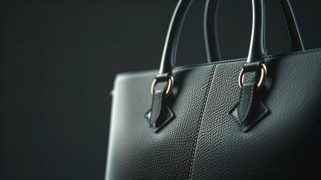 Black luxury leather handbag. High class fashion item