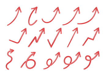 右肩上がりの手描き水彩矢印イラスト1