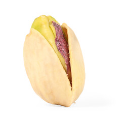 One tasty pistachio nut isolated on white