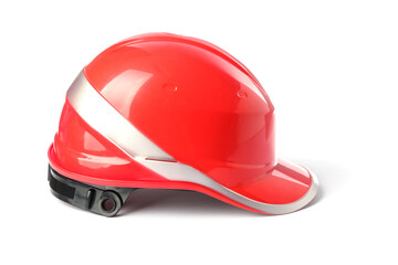 Fototapeta premium Orange hard hat isolated on white. Safety equipment