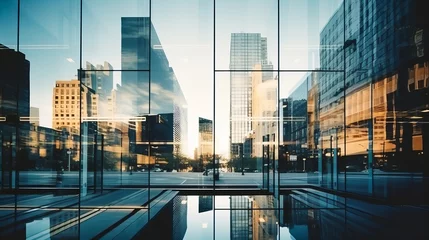 Papier peint photo Architecture Modern Architecture, Skyscraper Silhouettes  © EwaStudio