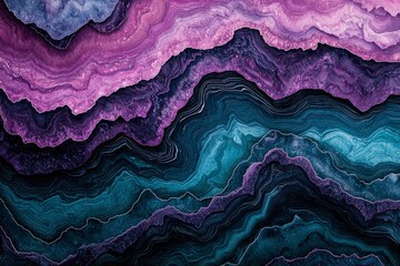 Fototapeta premium Abstract Purple and Blue Agate Stone with Wavy Texture