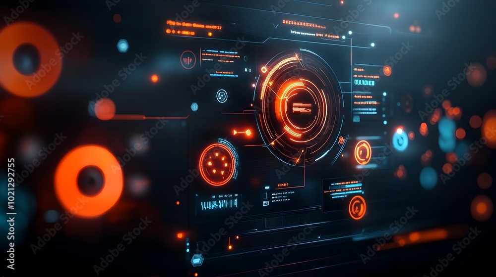 Poster stunning digital data display featuring a sleek and modern user interface vivid holographic projecti