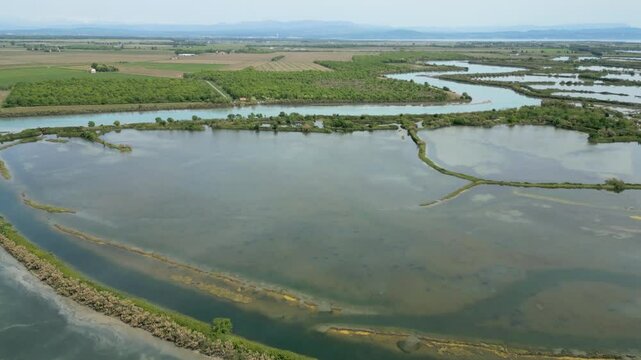 Grado Lagoon seen from above. Between waters, islands and uncontaminated nature