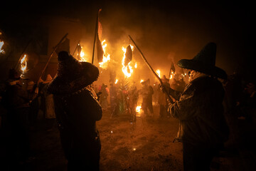 celebration of "le vitor" held in the town of Mayorga-Valladolid, Spain, during the night of September 27 of each year where the arrival of Santo Toribio is celebrated