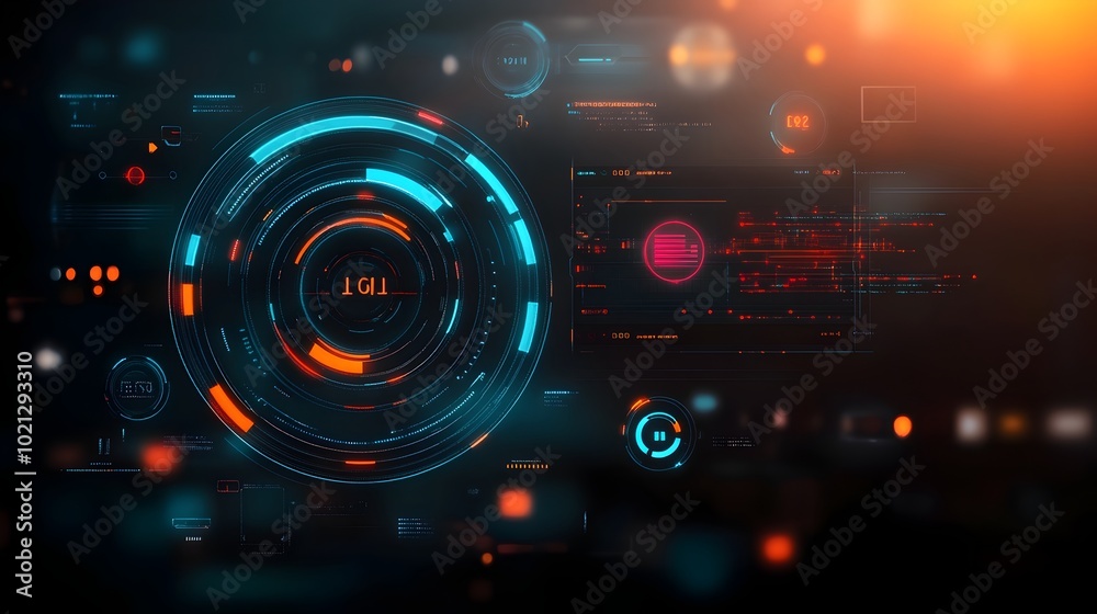 Poster sleek and minimal futuristic user interface digital data background with gui elements and hud abstra