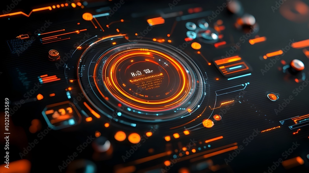 Poster captivating digital data visualization with a futuristic user interface engaging hud and gui element