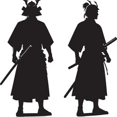 samurai warrior sward man mascot Silhouette illustration isolated on a white background