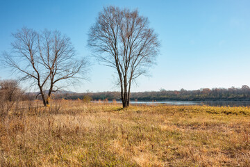 Overlooking the area surrounding the Sauk-Prairie canoe lanuch on the Wisconsin River in early November