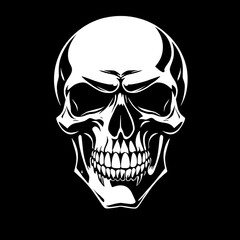 Obraz premium Simple image of a forward-facing skull isolated on a black background